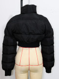 Women Black Crop Padding Jacket