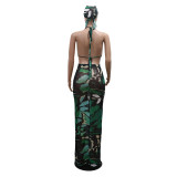 Women Printed Sexy Bra And Skirt Two-piece Set