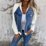 Women Casual Denim Patchwork Jacket