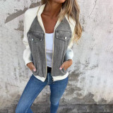 Women Casual Denim Patchwork Jacket