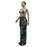 Women Printed Sexy Bra And Skirt Two-piece Set