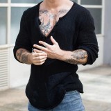 Men's Knitting V-neck Top