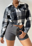 Women plaid long-sleeved Crop Top