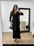 Women Knitting Long Sleeve Maxi Dress