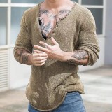 Men's Knitting V-neck Top