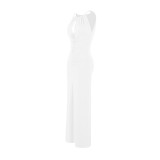 Summer Women's Sexy Hollow Strap Pleated Slim Chic Long Dress