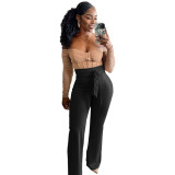 Autumn Winter Casual Fashion Slim Lace-Up Belt High Waist Women Pants