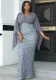 Plus Size Chic Sexy Sequined V-Neck Long Sleeve Formal Party Evening Dress Bridesmaid Dress For Women