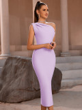 Fashionable And Elegant One-Shoulder Bandage Dress Sexy Tight Fitting Evening Dress