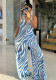 Women Summer Print Halter Neck V Neck High Waist Low Back Wide Leg Jumpsuit