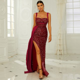 Chic Strap Sequin Formal Party Bridesmaid Dress Evening Dress For Women