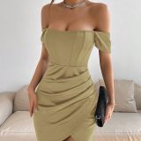 Fall Sexy Solid Color Off Shoulder Women's Dress