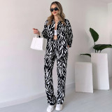 Women long-sleeved Top and long pants two-piece set