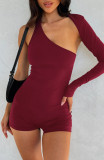 Women Solid sexy Backless Halter Neck one-shoulder sleeve Jumpsuit