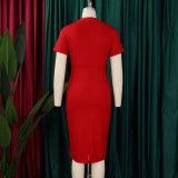 Women Chic Short Sleeve Half Turtleneck Bodycon Dress