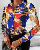 Women long-sleeved elegant printed shirt