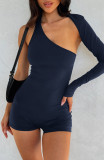 Women Solid sexy Backless Halter Neck one-shoulder sleeve Jumpsuit