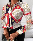 Women long-sleeved elegant printed shirt