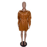 Women Fall/Winter Jacket Pleated Waist Dress