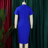 Women Chic Short Sleeve Half Turtleneck Bodycon Dress