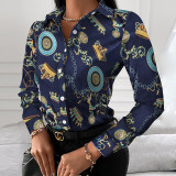 Women long-sleeved elegant printed shirt