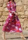 Autumn Women's Fashion Print Turndown Collar Long Sleeve Maxi Dress