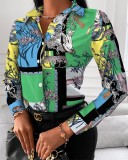 Women long-sleeved elegant printed shirt