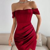 Fall Sexy Solid Color Off Shoulder Women's Dress