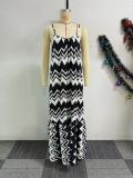 Strap Print Strap Low Back Casual Loose Long Dress