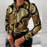 Women long-sleeved elegant printed shirt