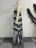 Strap Print Strap Low Back Casual Loose Long Dress