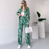 Women long-sleeved Top and long pants two-piece set