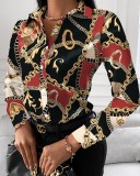 Women long-sleeved elegant printed shirt