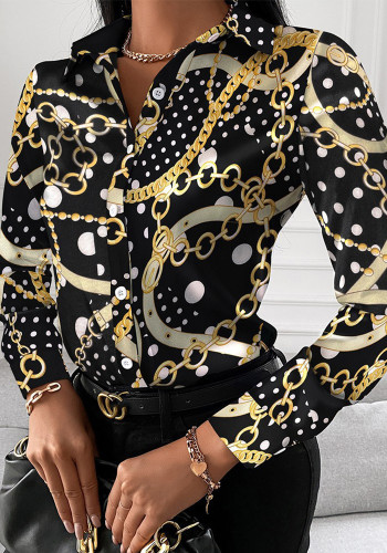 Women long-sleeved elegant printed shirt