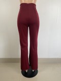 Autumn Winter Casual Fashion Slim Lace-Up Belt High Waist Women Pants