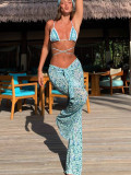 Printed Two Pieces Sexy Bikini Long Pants Three-Piece Women's Swimsuit