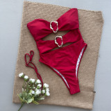 Women's Solid Color Strapless One-Piece Swimsuit