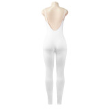 Summer Solid Color Sexy Strap Slim Tight Fitting Jumpsuit