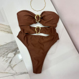 Women's Solid Color Strapless One-Piece Swimsuit