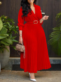 Women's Autumn Fashion Chic Solid Color Plus Size Dress