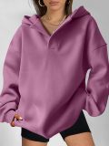 Autumn And Winter Women's Sweatshirts Solid Color Long-Sleeved Hooded Loose Hoodies For Women