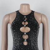 Beaded Hollow Tight Slim Sleeveless Jumpsuit