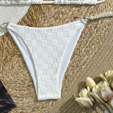 Checkerboard Texture Pearl String Sexy Bikini Two Piece Swimsuit