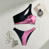 Sexy Two Pieces Patchwork Shiny Bikini Swimsuit