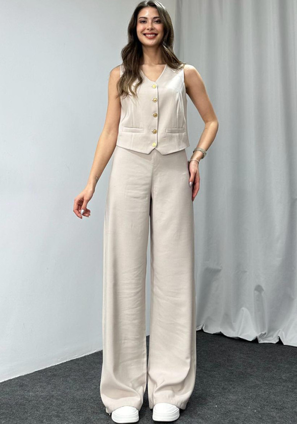 Summer Suit Women's Fashion Casual Solid Color Vest Trousers Two-Piece Set