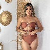 Women's Solid Color Strapless One-Piece Swimsuit