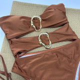 Women's Solid Color Strapless One-Piece Swimsuit