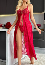 Sexy Lingerie Erotic Women's Strap Lace Long Split Nightdress