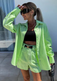 Fashion Casual Summer Suit Women's Long Sleeve Shirt Shorts Two-Piece Set