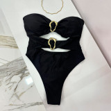 Women's Solid Color Strapless One-Piece Swimsuit